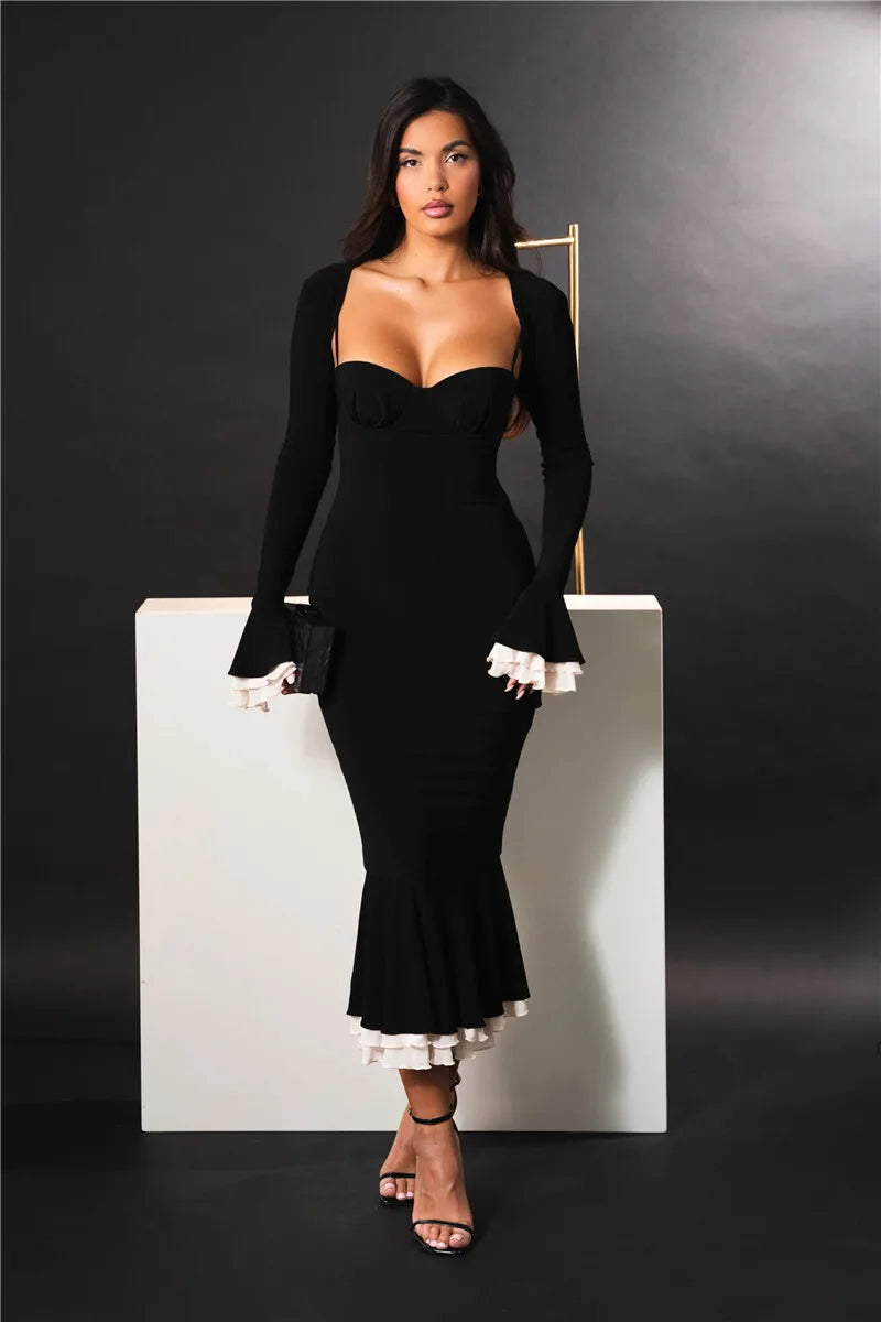 Elegant Long Sleeve Sexy Maxi Dress