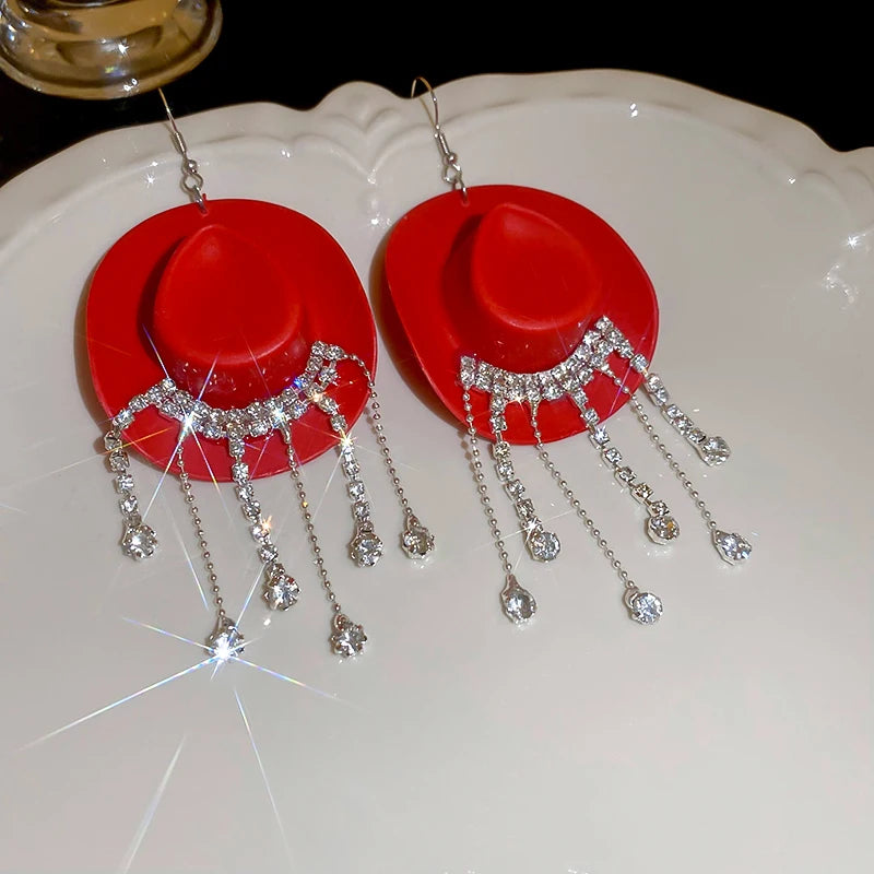 Cowboy Hat Drop Dangle Earrings