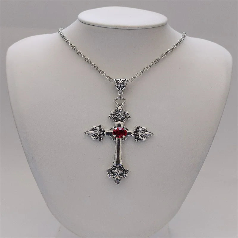 Rhinestone Cross Jewel Necklace