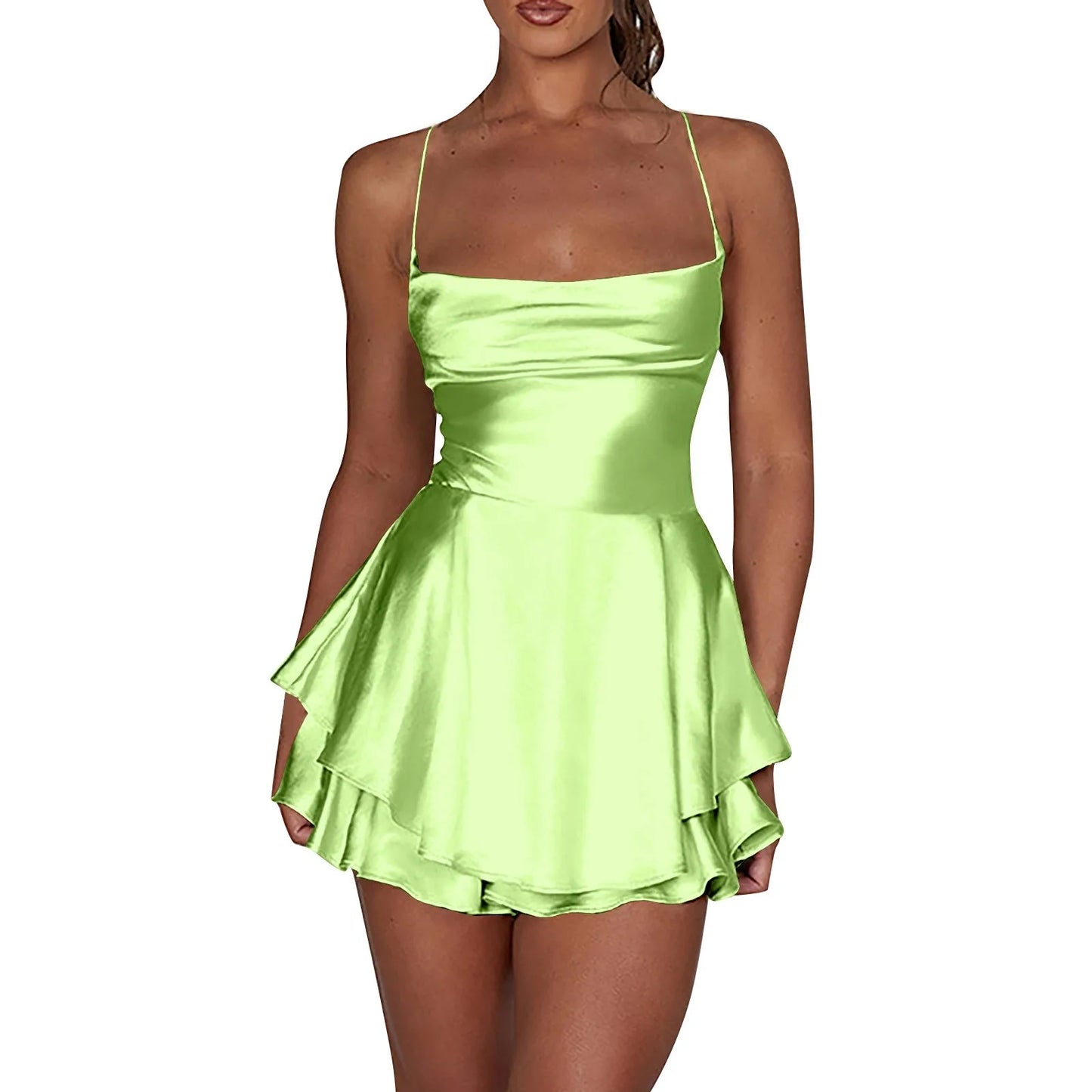 Solid Halter Backless Short Dress