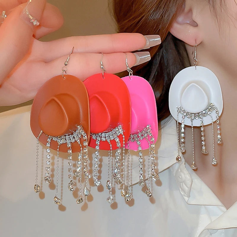 Cowboy Hat Drop Dangle Earrings