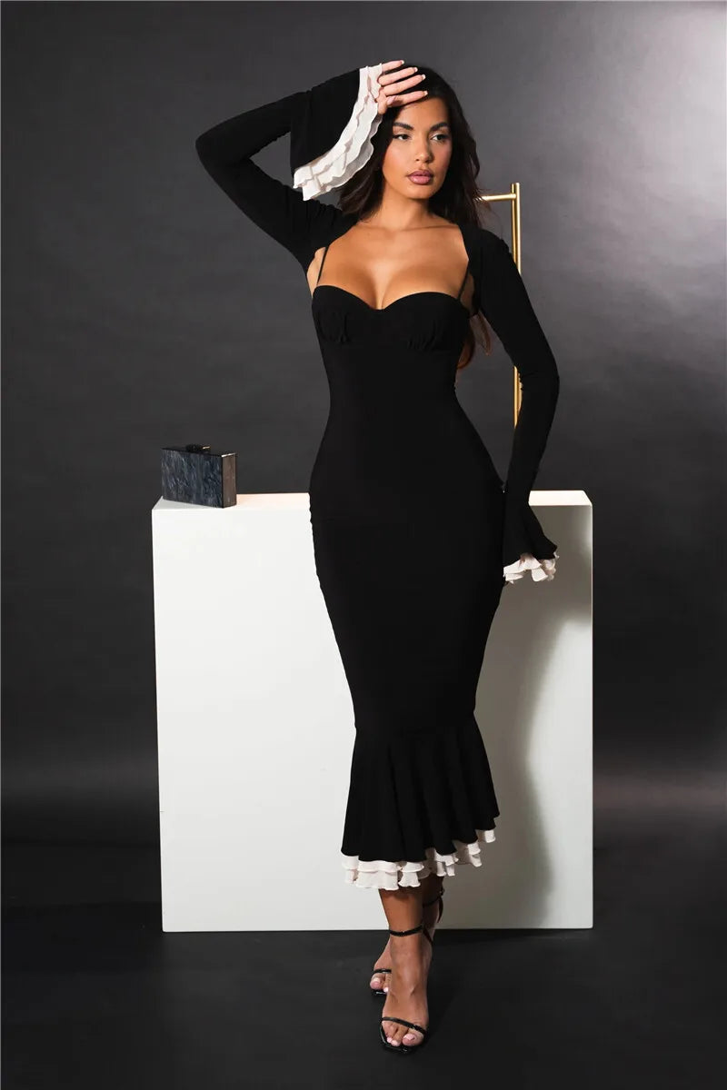 Elegant Long Sleeve Sexy Maxi Dress