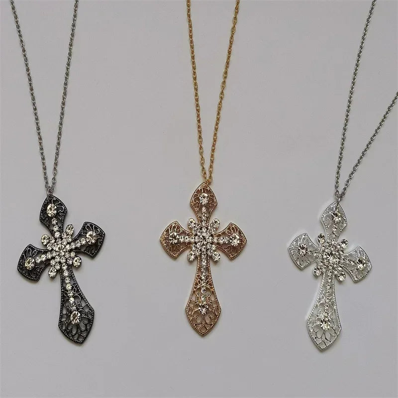 Rhinestone Cross Jewel Necklace