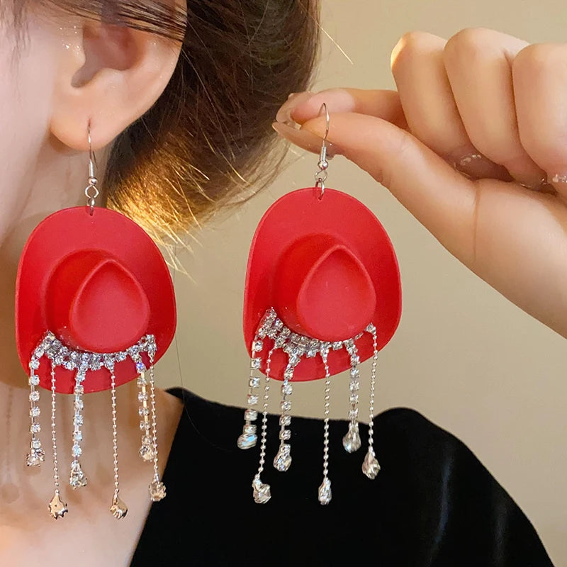 Cowboy Hat Drop Dangle Earrings