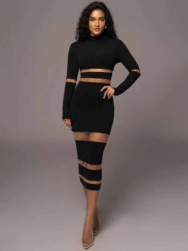 Patchwork Bodycon Midi Dress