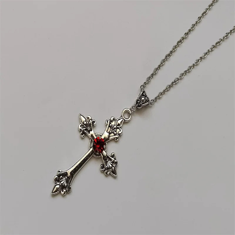 Rhinestone Cross Jewel Necklace