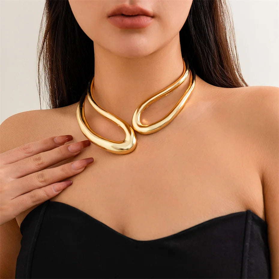 Big Open Torques Choker and Bracelet