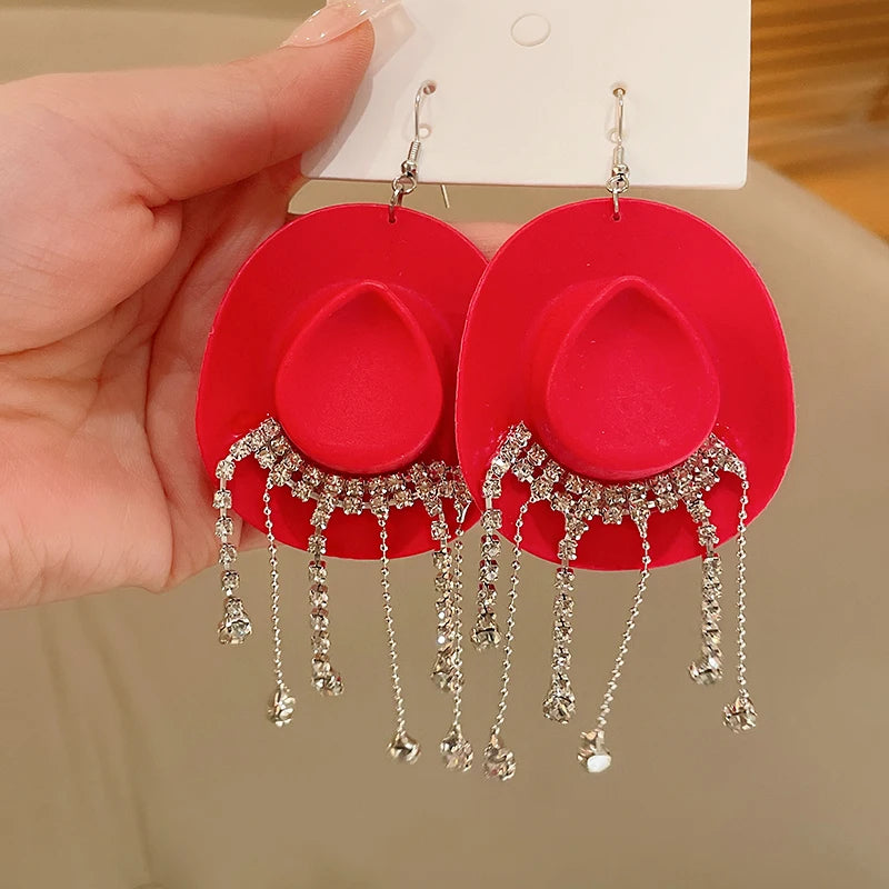 Cowboy Hat Drop Dangle Earrings