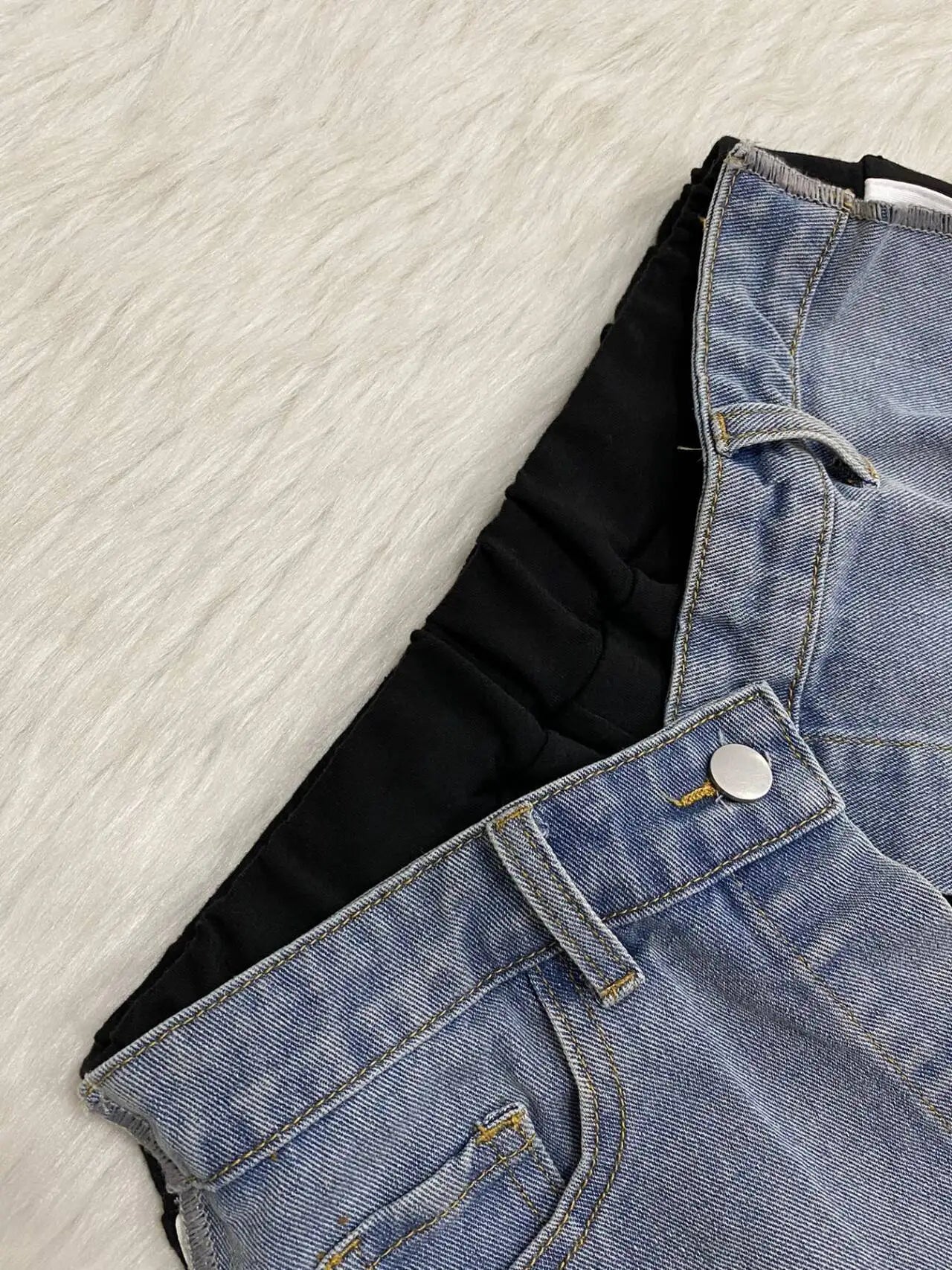 Denim Patchwork Pocket Wide Leg Jogger