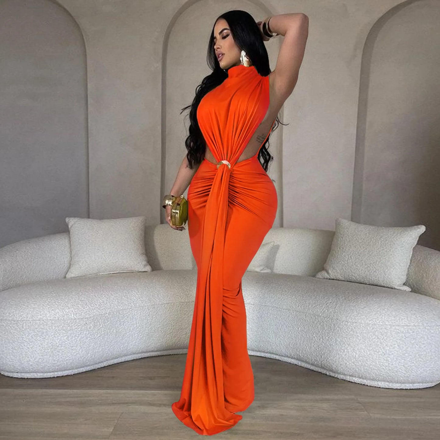 High Split Stacked Bodycon Maxi Dress