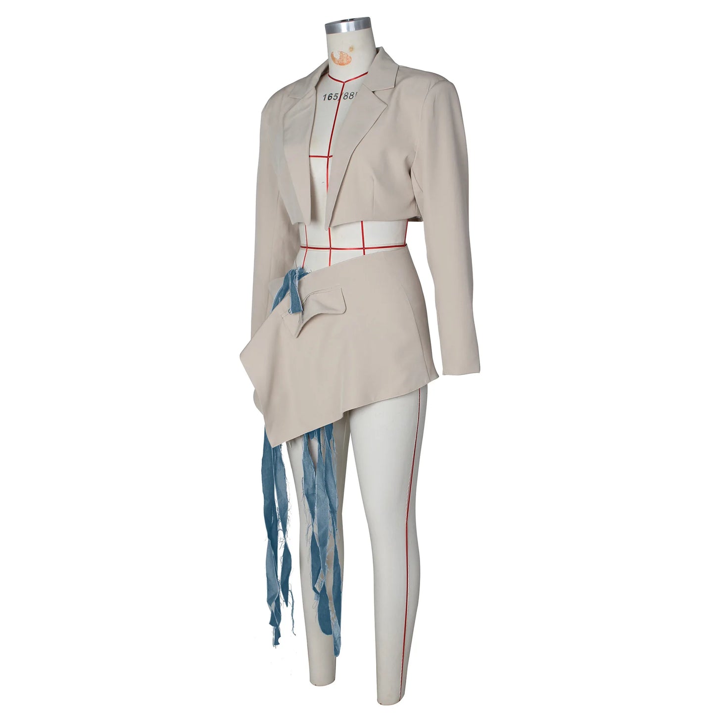 Full Sleeve Blazer and Mini Tie Up Skirt
