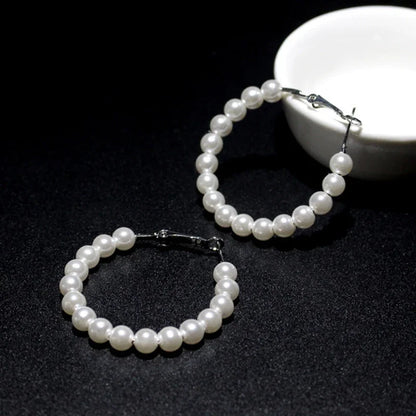 Imitation Pearl Hoop Earrings
