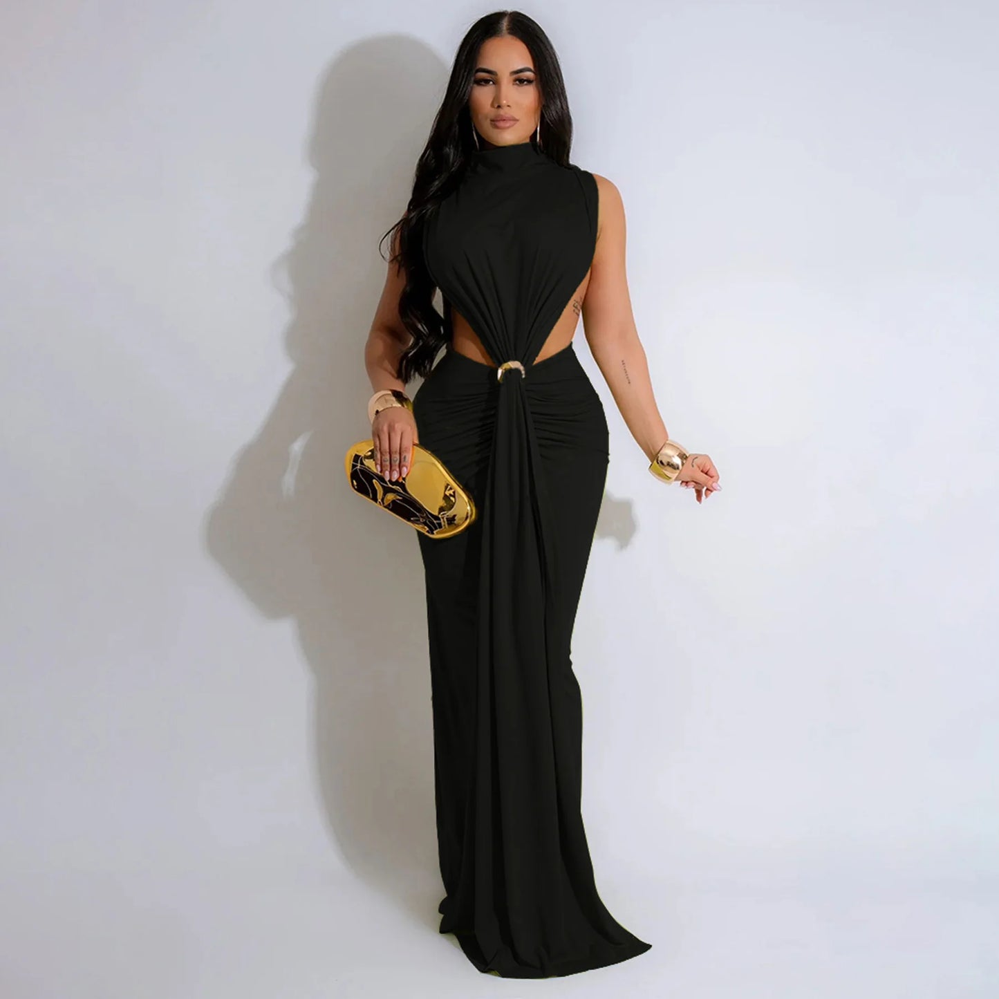 High Split Stacked Bodycon Maxi Dress