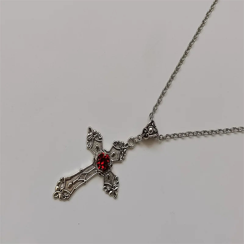 Rhinestone Cross Jewel Necklace