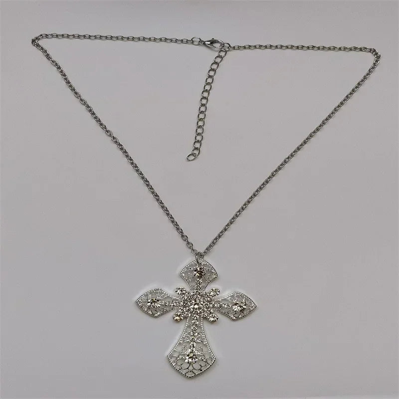 Rhinestone Cross Jewel Necklace