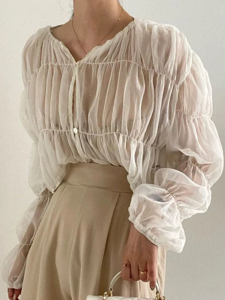 Pleated Casual Blouse