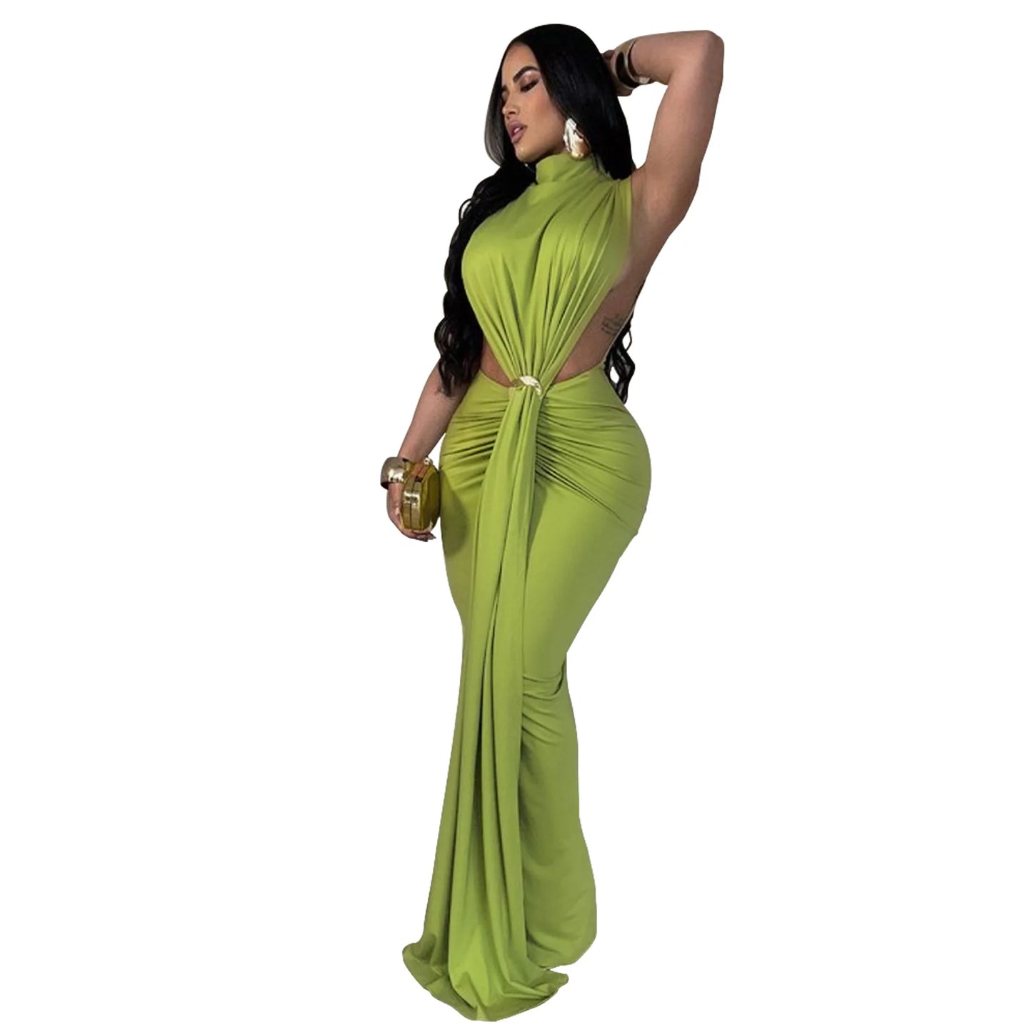 High Split Stacked Bodycon Maxi Dress