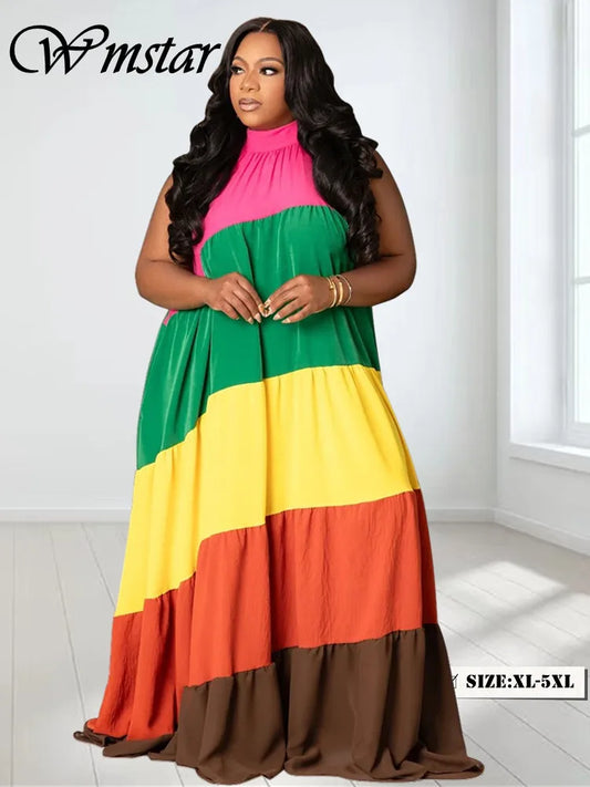 Print Bandage Loose Maxi Dress