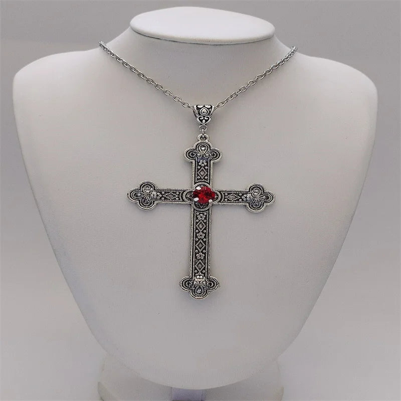 Rhinestone Cross Jewel Necklace