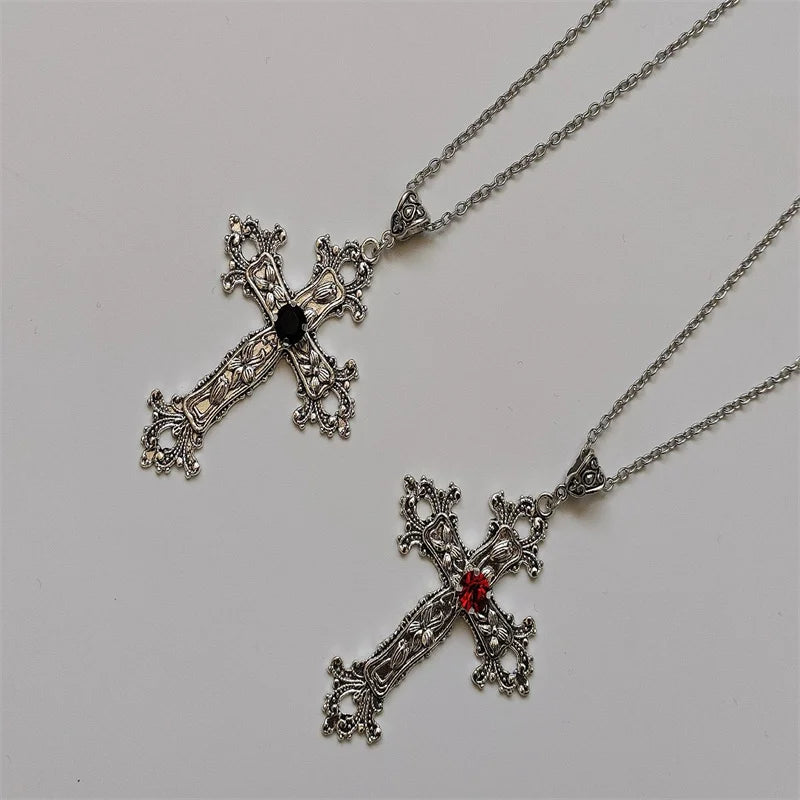 Rhinestone Cross Jewel Necklace