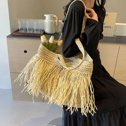 Tassel Woven Shoulder Bag