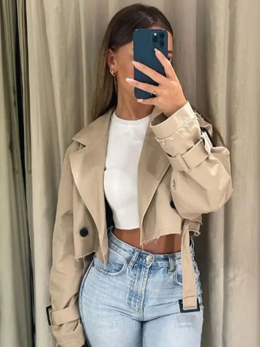 Vintage Belt Cropped Trench