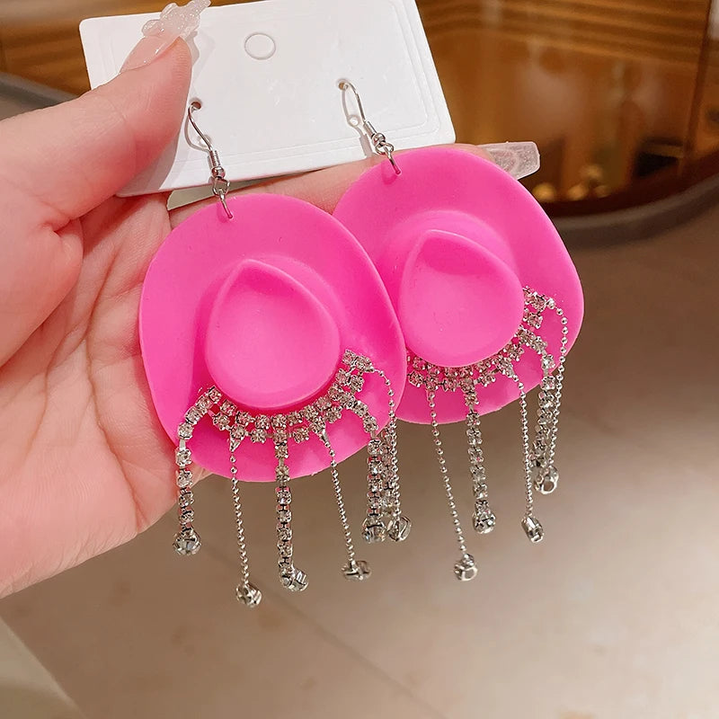 Cowboy Hat Drop Dangle Earrings