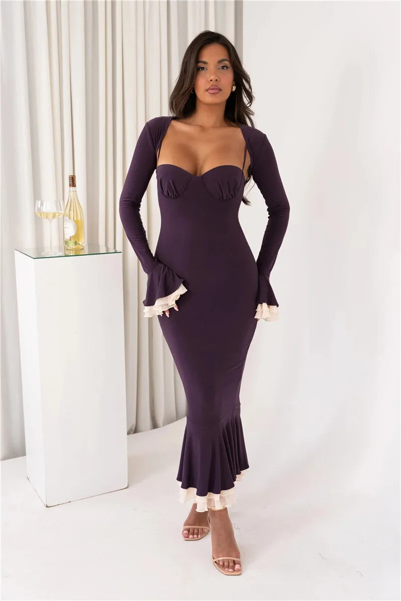 Elegant Long Sleeve Sexy Maxi Dress