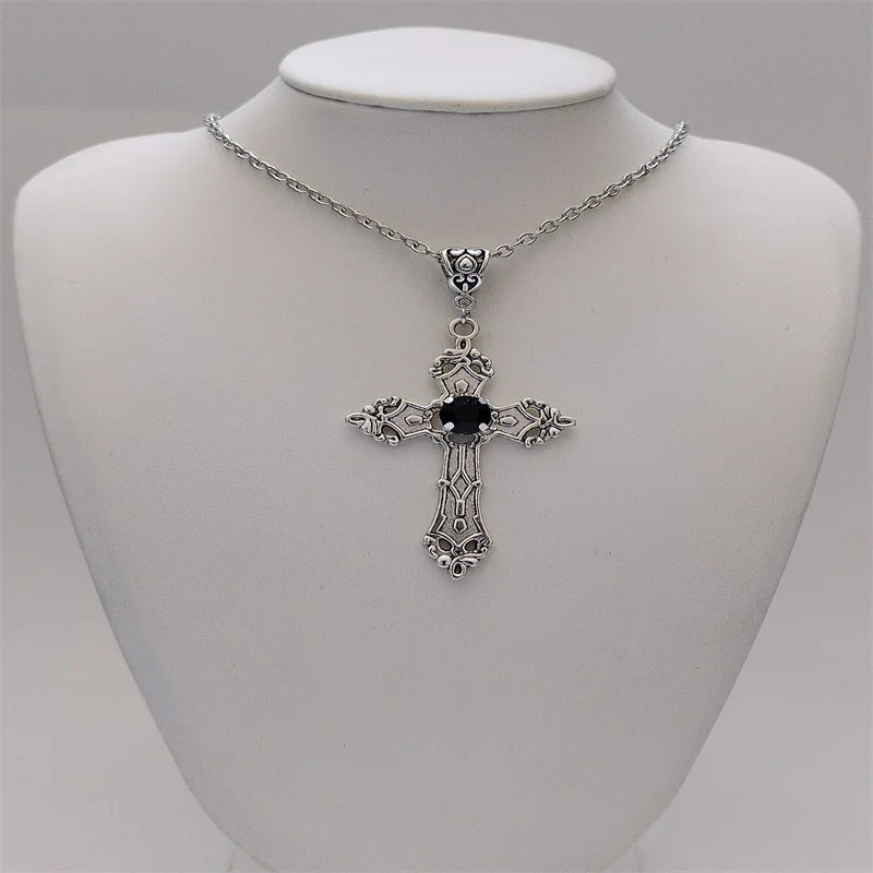 Rhinestone Cross Jewel Necklace