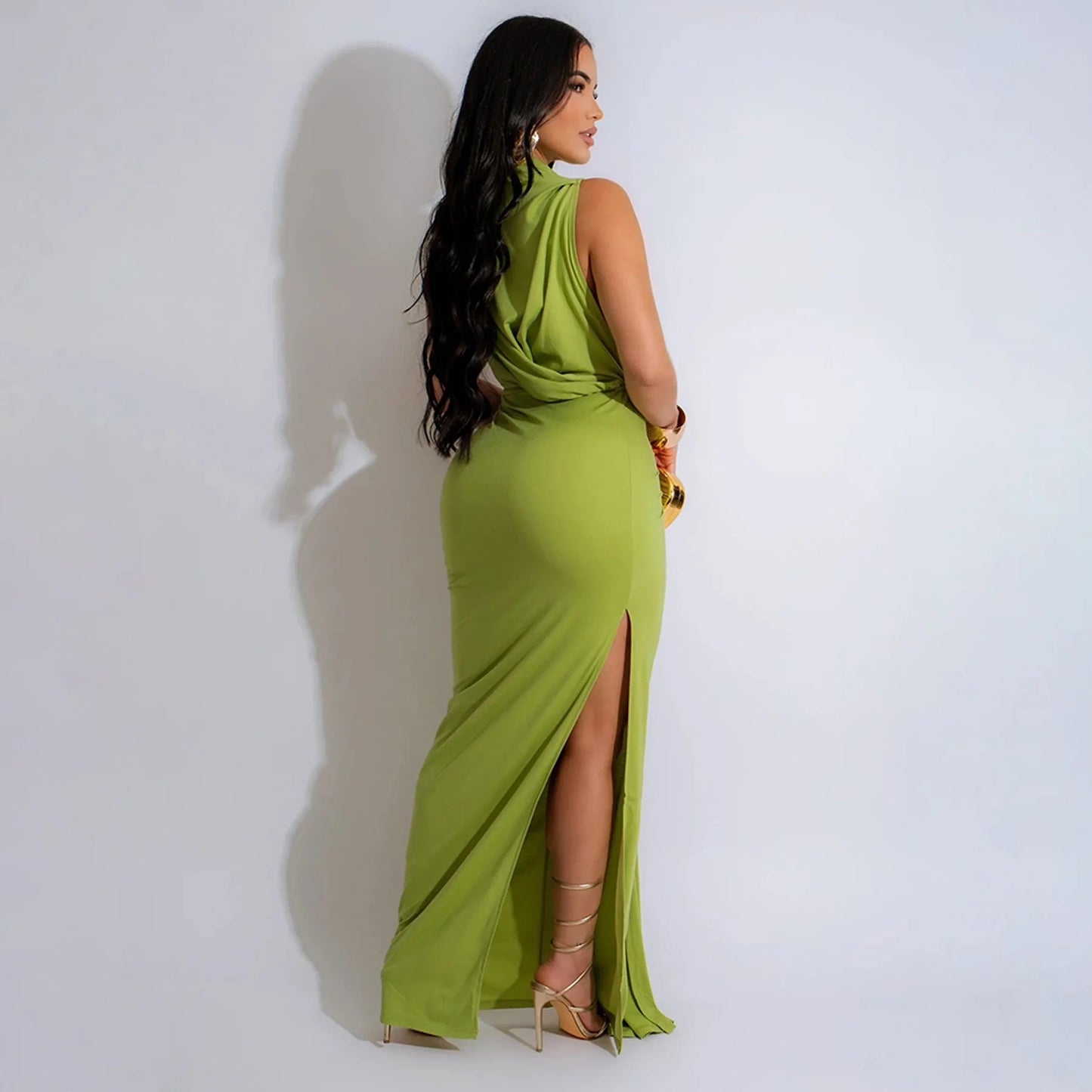 High Split Stacked Bodycon Maxi Dress