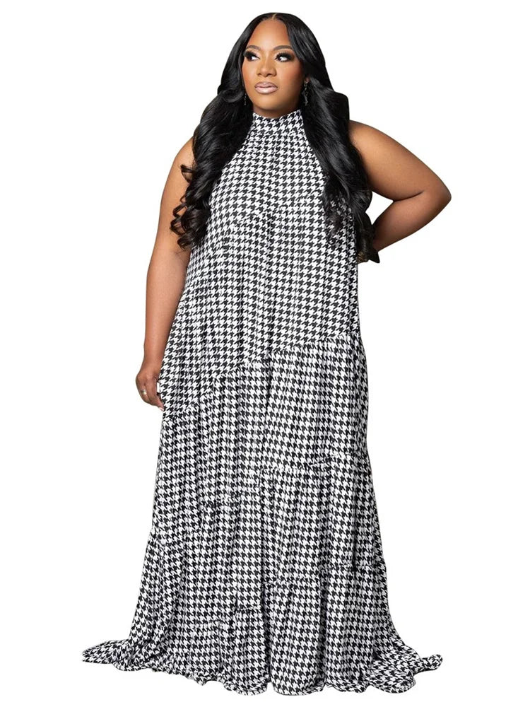 Print Bandage Loose Maxi Dress