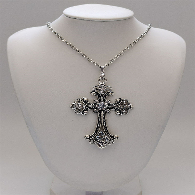 Rhinestone Cross Jewel Necklace