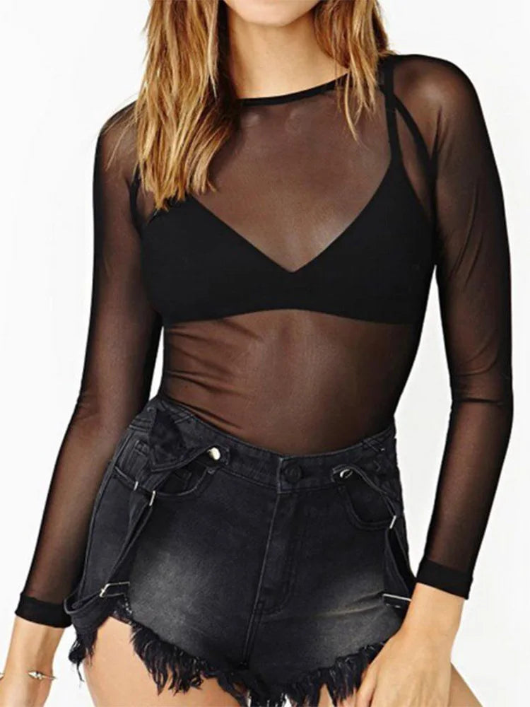 Sexy Black Mesh Top