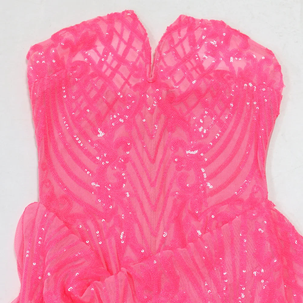 Sequin Ruffle Mini Dress