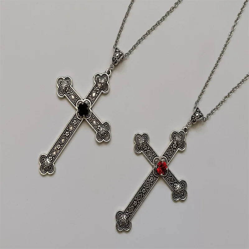 Rhinestone Cross Jewel Necklace