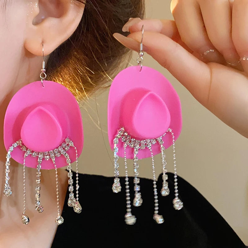 Cowboy Hat Drop Dangle Earrings
