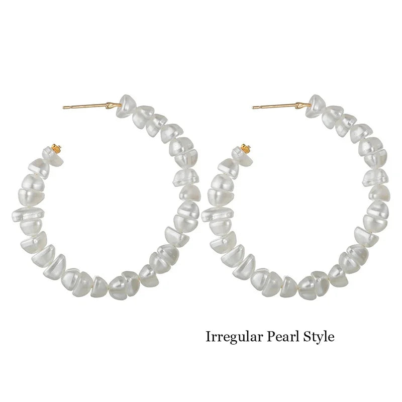 Imitation Pearl Hoop Earrings
