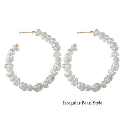 Imitation Pearl Hoop Earrings