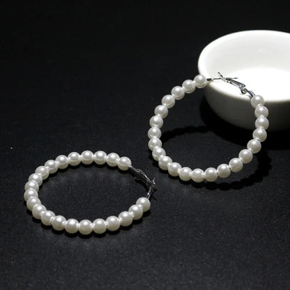 Imitation Pearl Hoop Earrings
