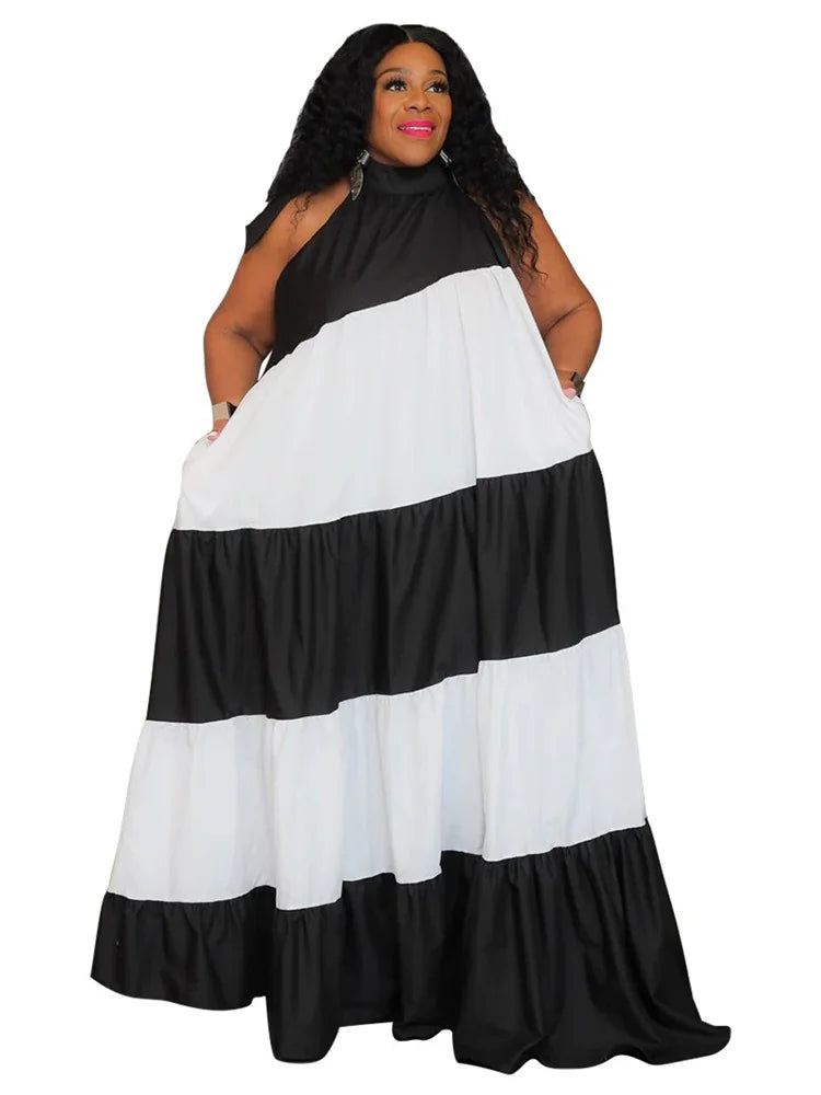 Print Bandage Loose Maxi Dress