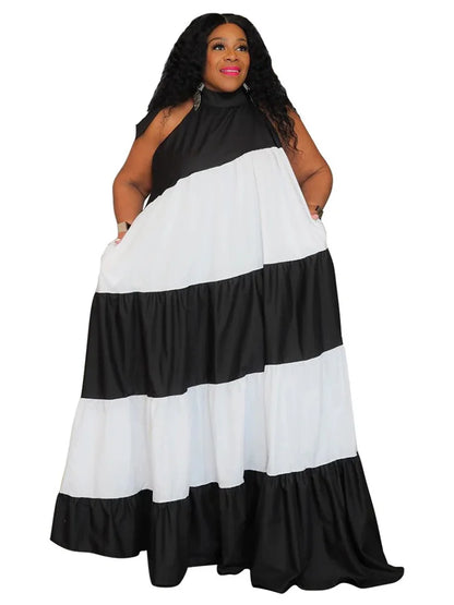 Print Bandage Loose Maxi Dress