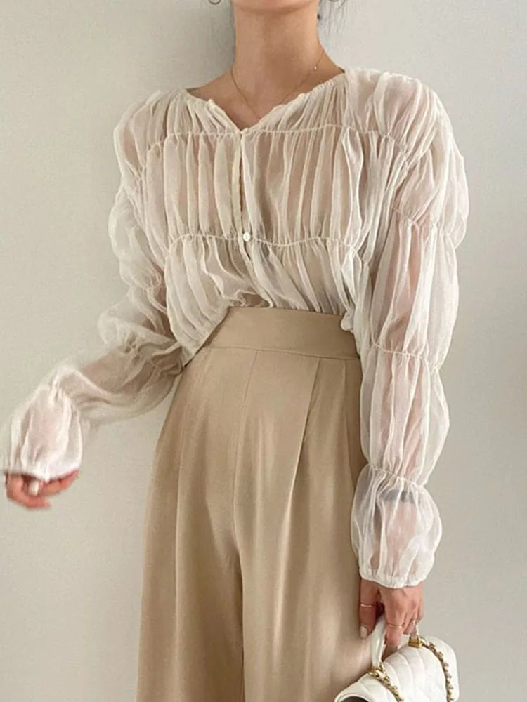 Pleated Casual Blouse