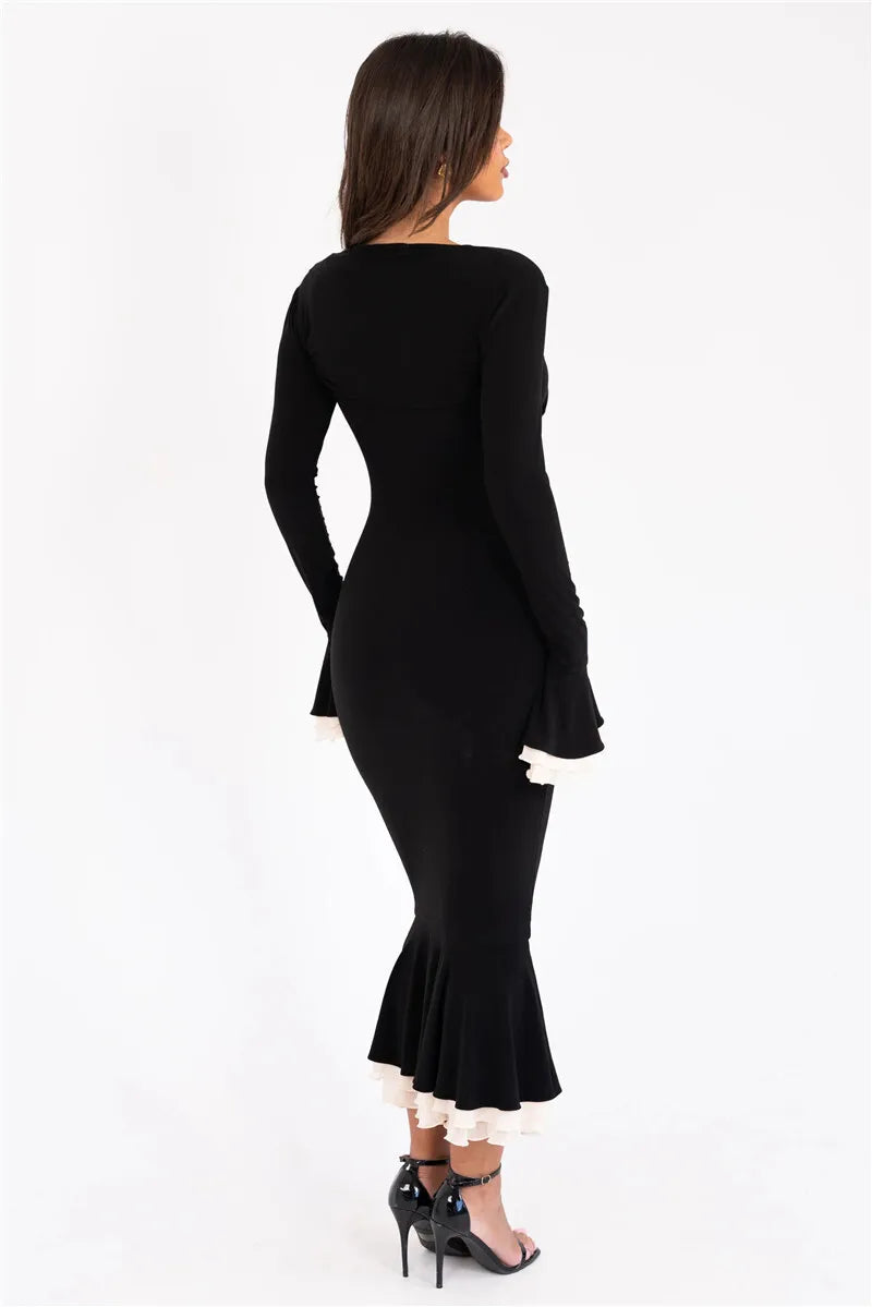 Elegant Long Sleeve Sexy Maxi Dress