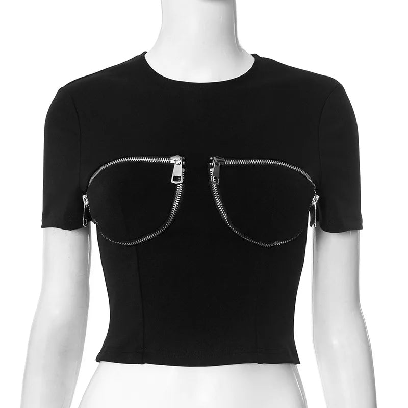 Short Sleeve Zipper T-shirt