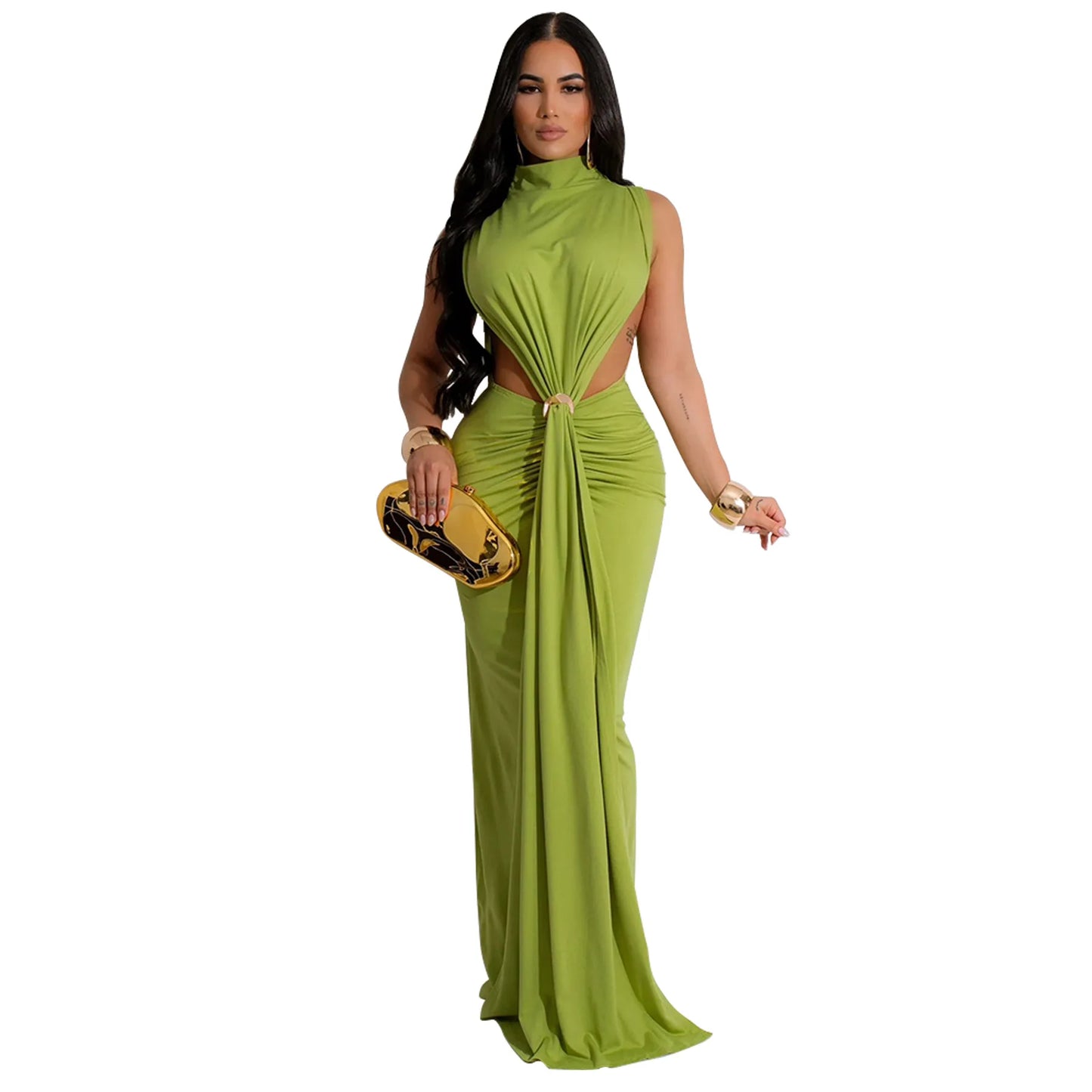 High Split Stacked Bodycon Maxi Dress