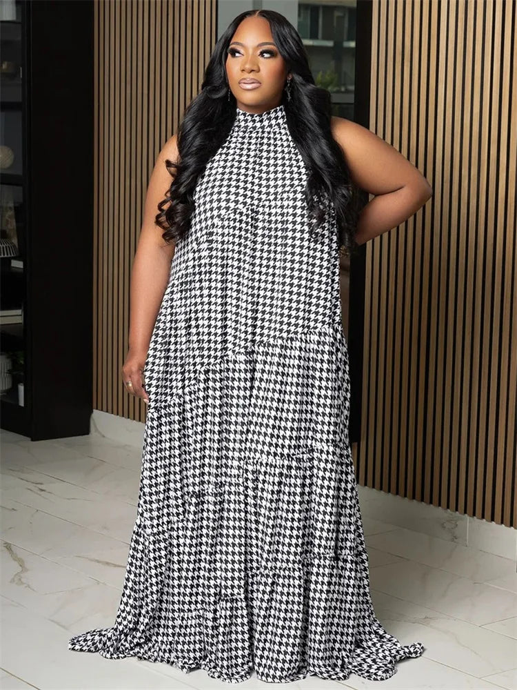 Print Bandage Loose Maxi Dress