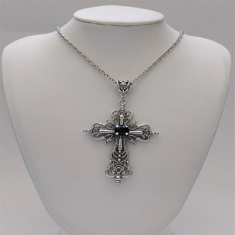 Rhinestone Cross Jewel Necklace