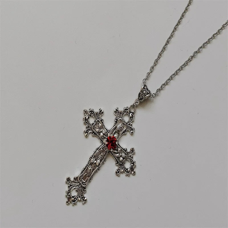 Rhinestone Cross Jewel Necklace