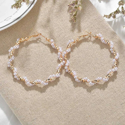 Imitation Pearl Hoop Earrings