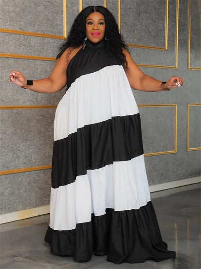 Print Bandage Loose Maxi Dress